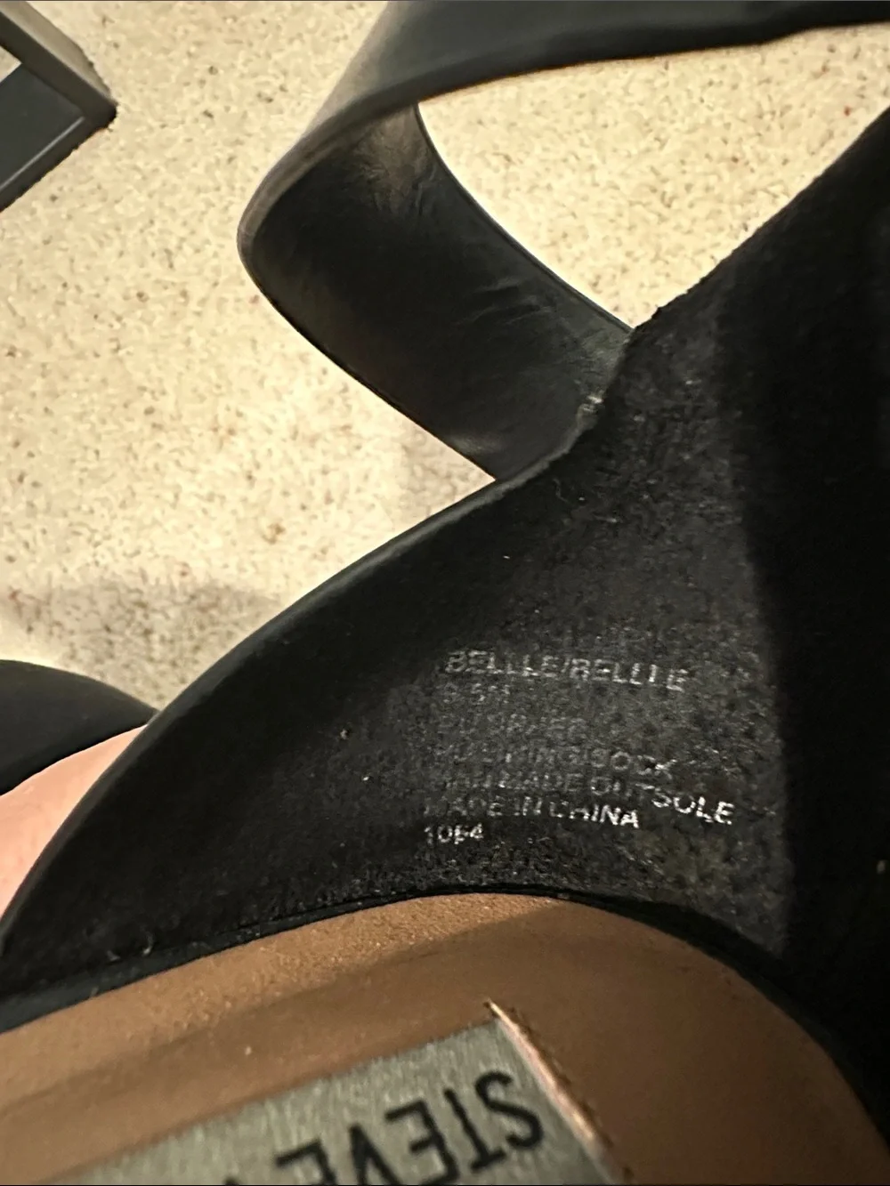 Steve Madden Belle Black Ankle Strap Block Heel Sandals Size 9.5